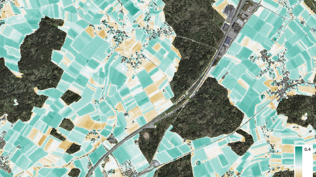The image showcase the Bare Soil Index 2024 near Schönbühl