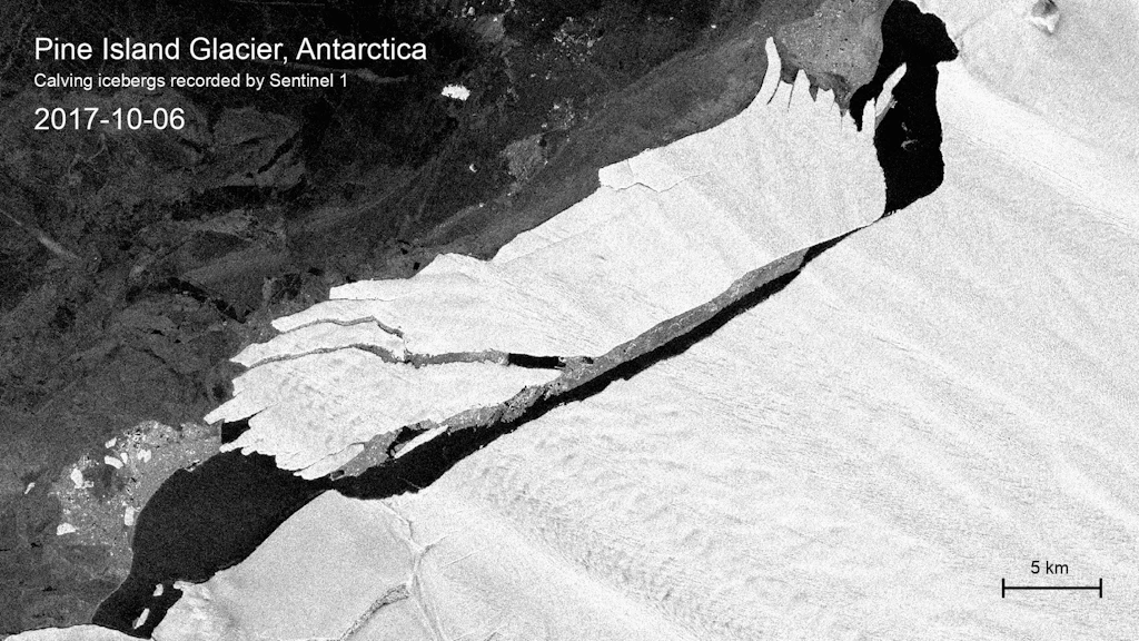 Pine Island Glacier, Antarctica, as recorded by Sentinel-1